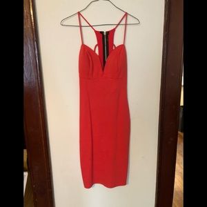Deep V, fun back orange dress